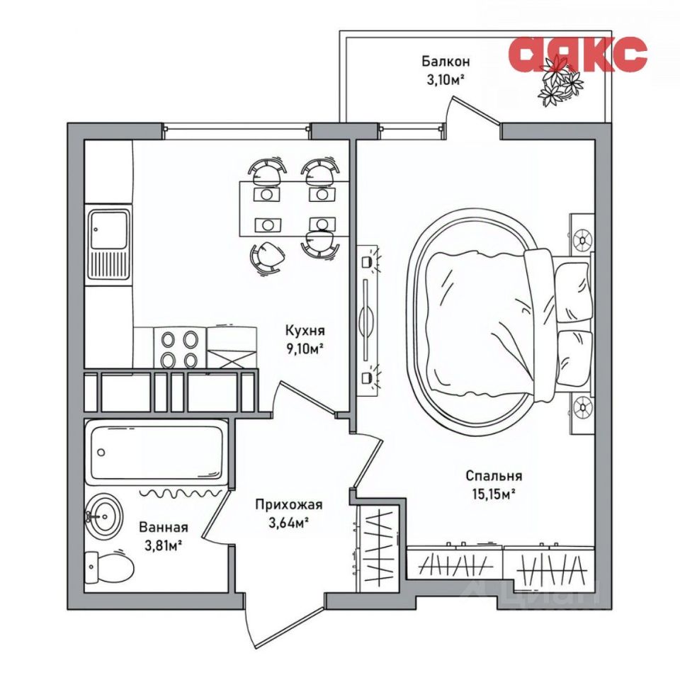 Продажа однокомнатной квартиры 32,6м² Ярославль, Ярославская область,  Северный жилой район, 12-й микрорайон - база ЦИАН, объявление 304074331