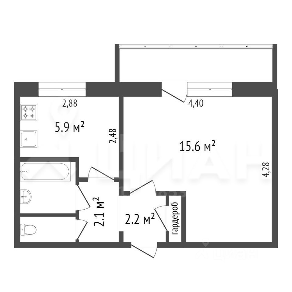 Снять однокомнатную квартиру 36м² ул. Зверева, 8, Братск, Иркутская область  - база ЦИАН, объявление 304079169