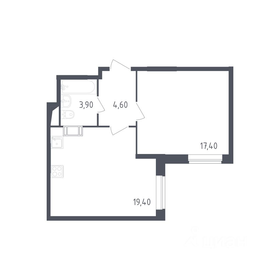 Продаю однокомнатную квартиру 44,5м² ул. Маресьева, 7к4, Москва, м.  Некрасовка - база ЦИАН, объявление 304083098