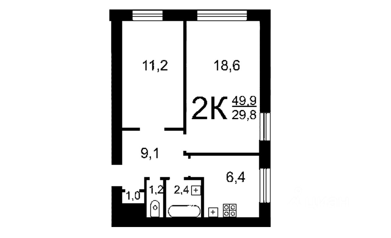 Купить двухкомнатную квартиру 51м² проезд Молодежный, 10, Протвино,  Московская область, Серпухов городской округ - база ЦИАН, объявление  304115994