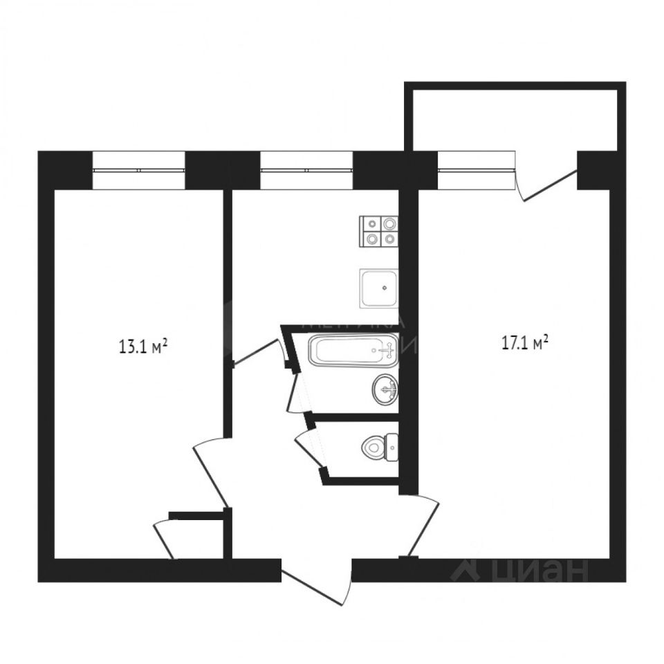 Продажа двухкомнатной квартиры 46,3м² ул. Козлова, 6А, Орехово-Зуево,  Московская область - база ЦИАН, объявление 304138732