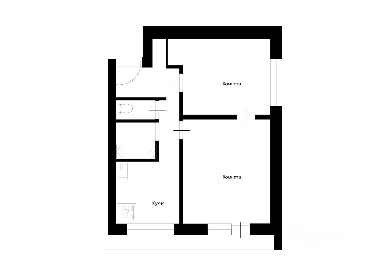 Купить двухкомнатную квартиру 38,3м² ул. Коминтерна, 22К1, Москва, м.  Бабушкинская - база ЦИАН, объявление 304147596