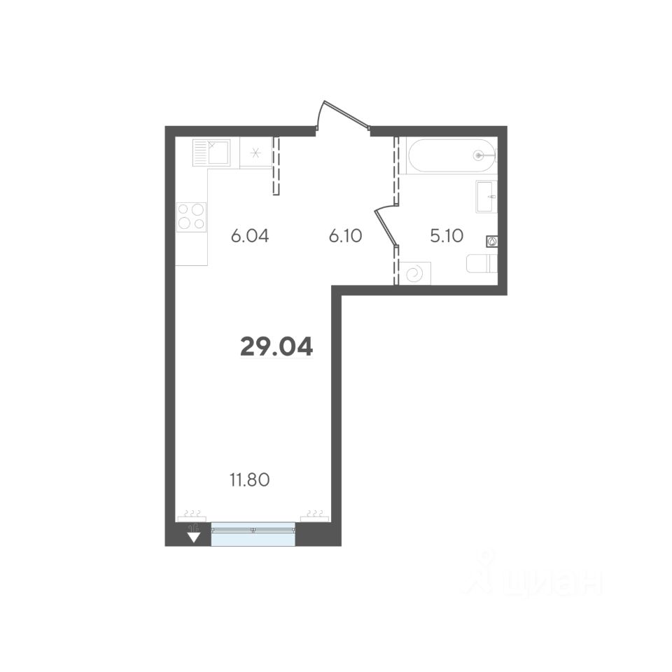 Продажа квартиры-студии 29м² ул. Старообрядческая, Казань, Татарстан респ.,  м. Площадь Тукая - база ЦИАН, объявление 304160587