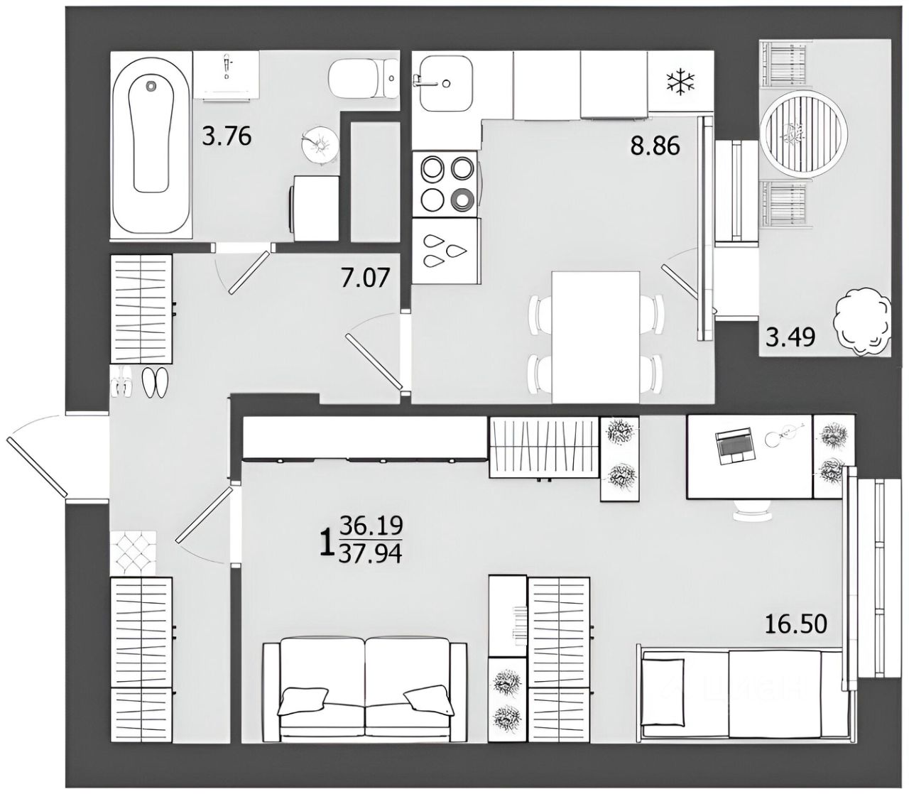 Сдам однокомнатную квартиру 38м² Клинская ул., 30, Клин, Московская  область, Клин городской округ - база ЦИАН, объявление 304218197