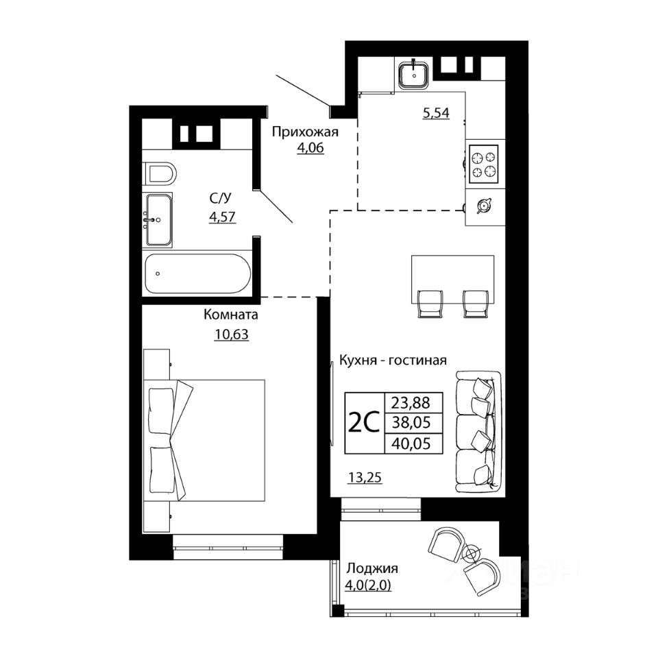 Продаю двухкомнатную квартиру 39,5м² ул. Текучева, 370/2, Ростов-на-Дону,  Ростовская область - база ЦИАН, объявление 304230527