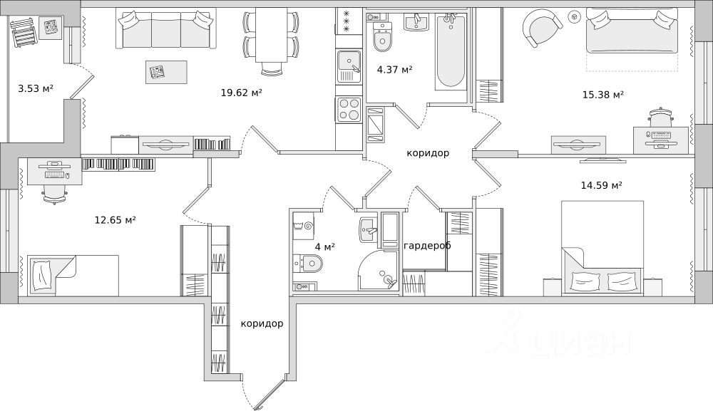 Продается3-комн.квартира,87м²