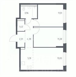 2-комн.кв., 54 м², этаж 6