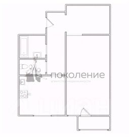 1-комн.кв., 46 м², этаж 2