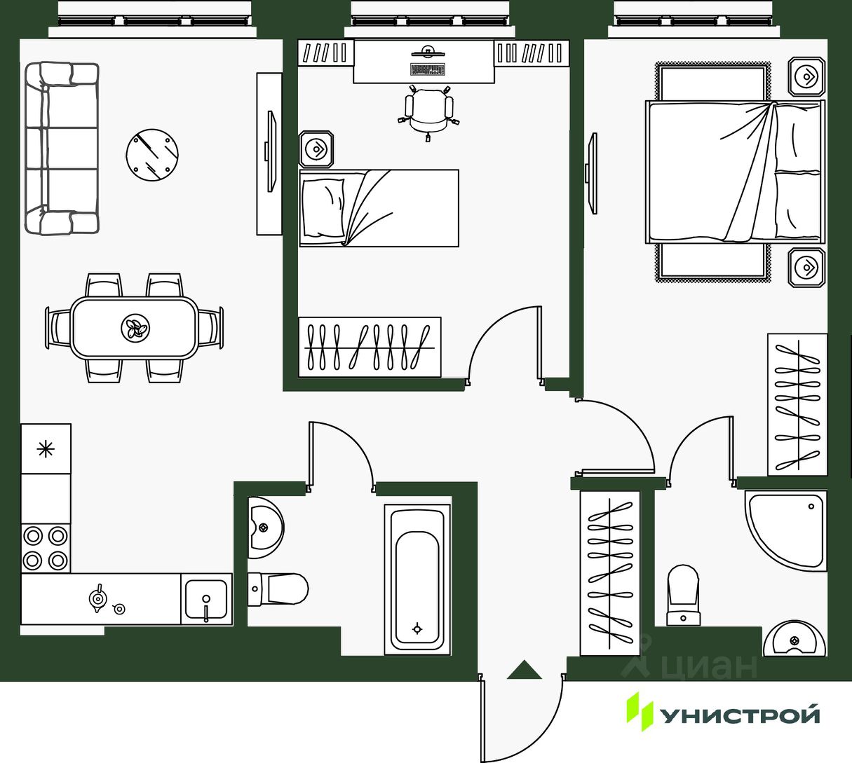 Продается2-комн.квартира,55,77м²