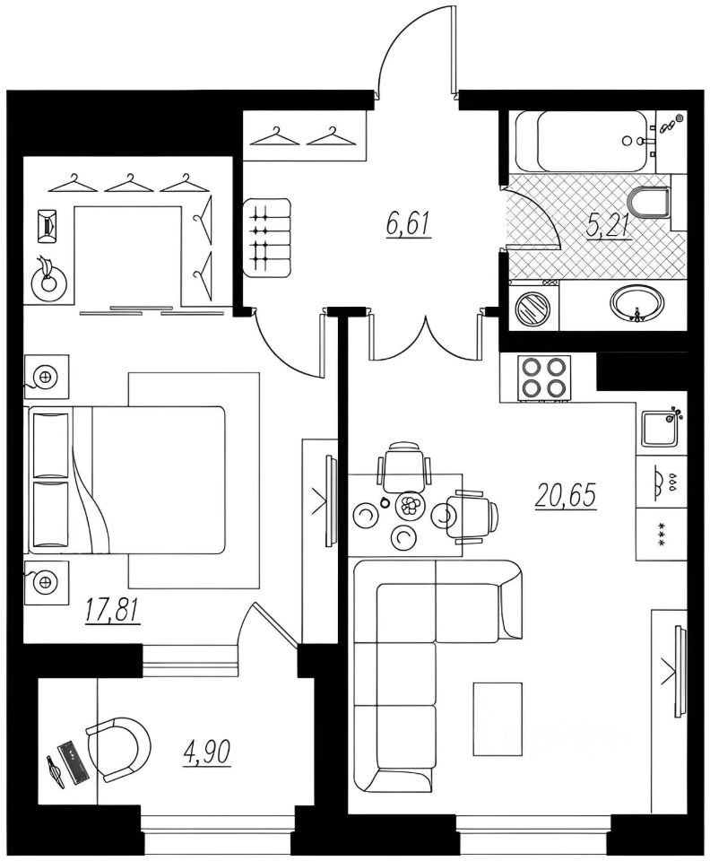 Планировка этой квартиры по данным Циан