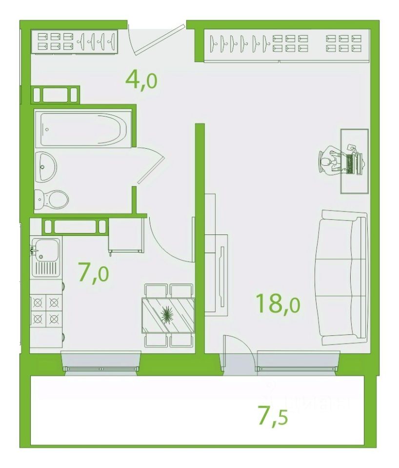 Продается1-комн.квартира,34,72м²