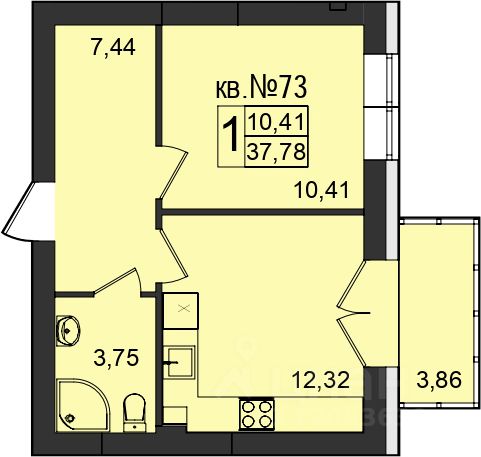 Продается1-комн.квартира,35,08м²