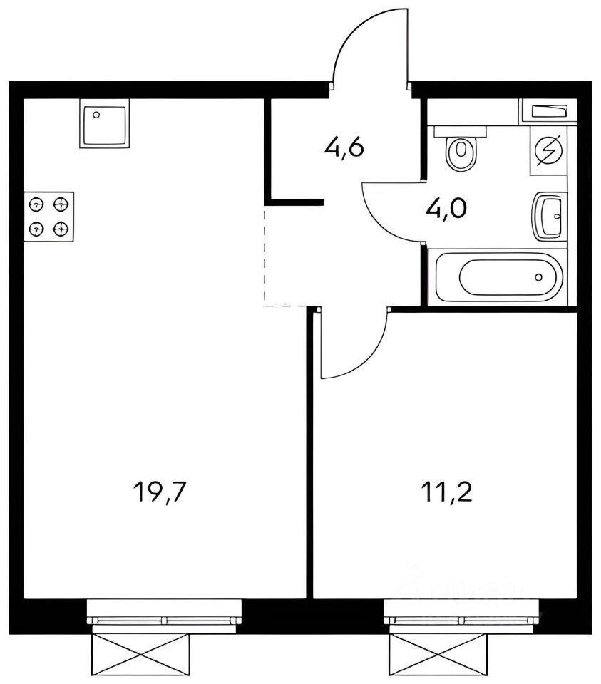 Планировка этой квартиры по данным Циан
