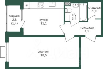 Продается1-комн.квартира,41,2м²