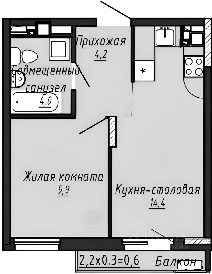 Планировка этой квартиры по данным Циан