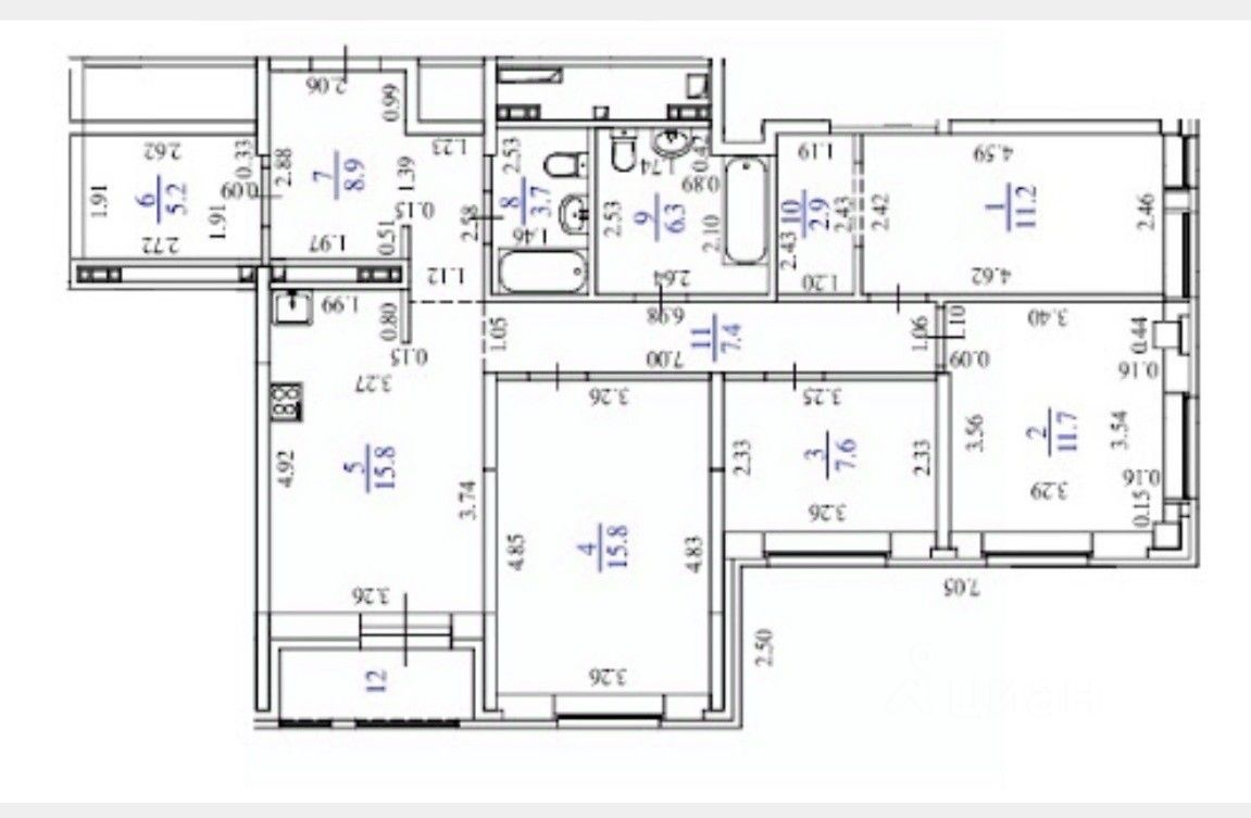 Продается4-комн.квартира,98,82м²