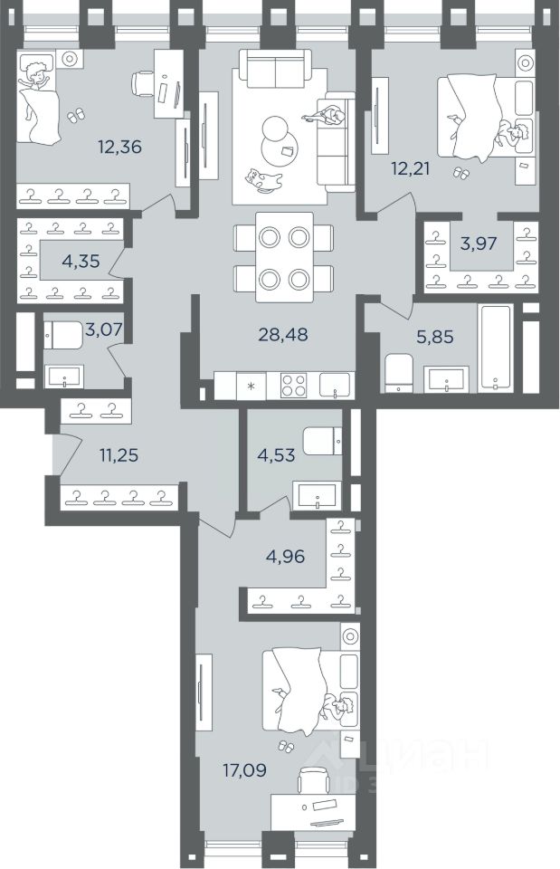 Продается3-комн.квартира,108,1м²