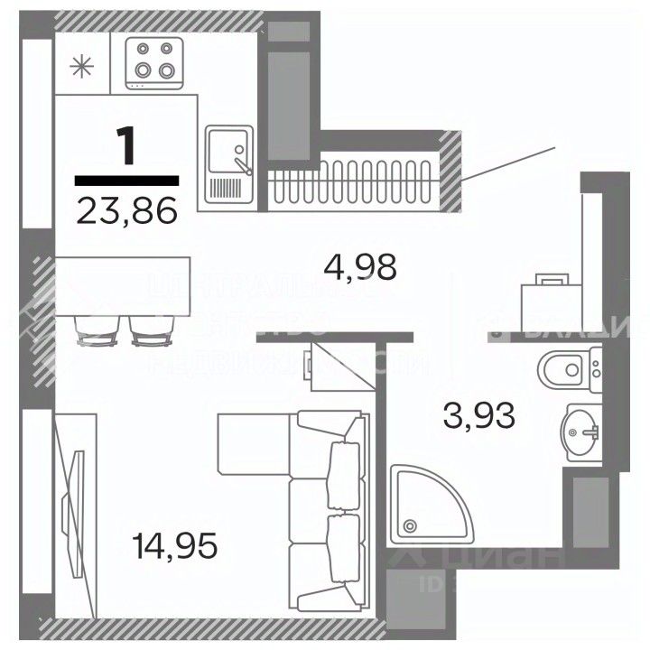 ПродаетсяСтудия,23,86м²