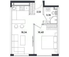 2-комн.апарт., 35 м², этаж 19