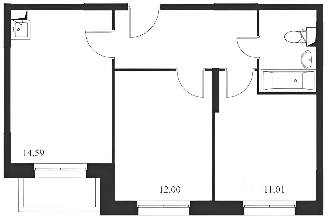 Планировка этой квартиры по данным Циан