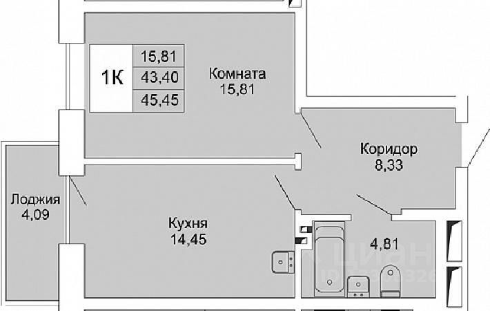 Планировка этой квартиры по данным Циан