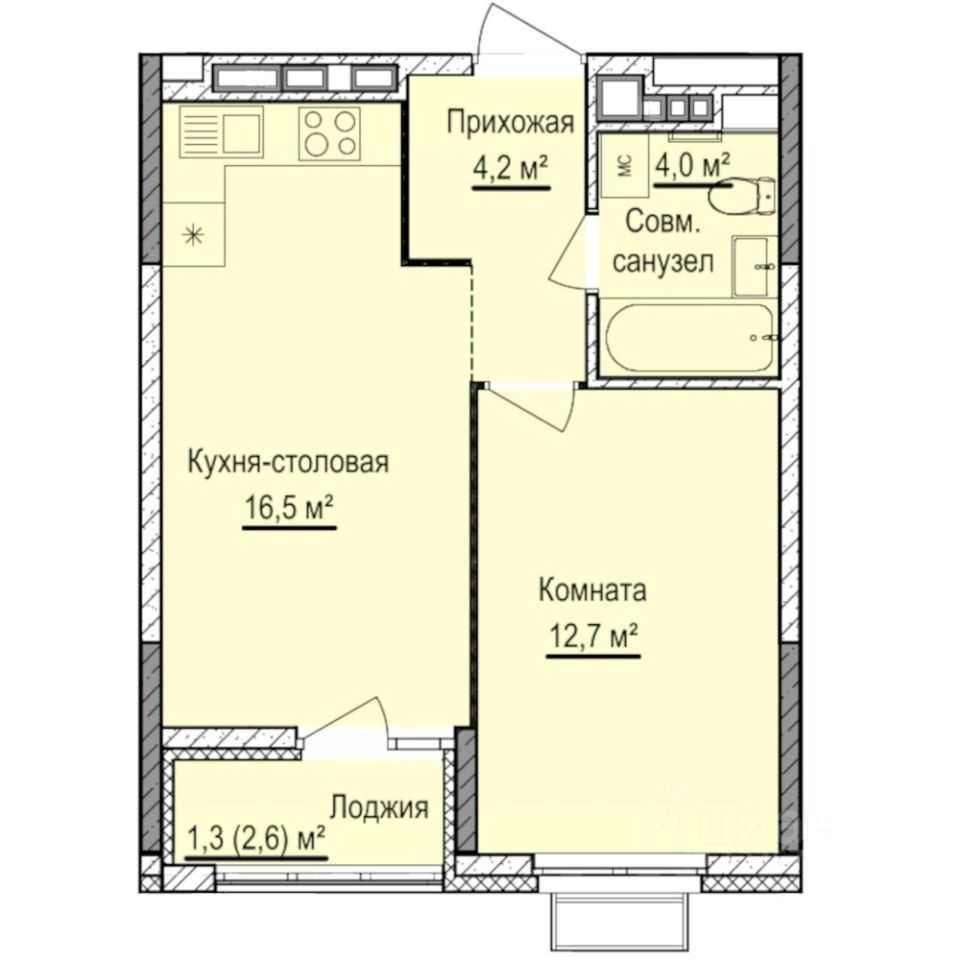 1-комн.кв., 38,7 м², 14/17 этаж