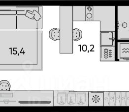 1-комн.кв., 38 м², этаж 2