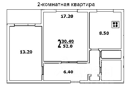 Планировка этой квартиры по данным Циан