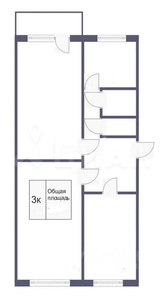 Планировка этой квартиры по данным Циан