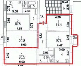 3-комн.кв., 76 м², этаж 5