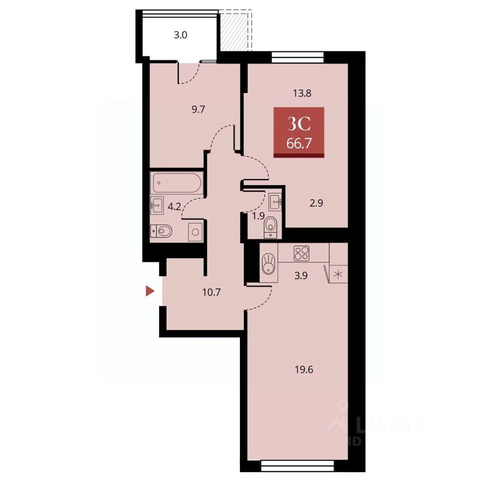 Продается3-комн.квартира,68,25м²