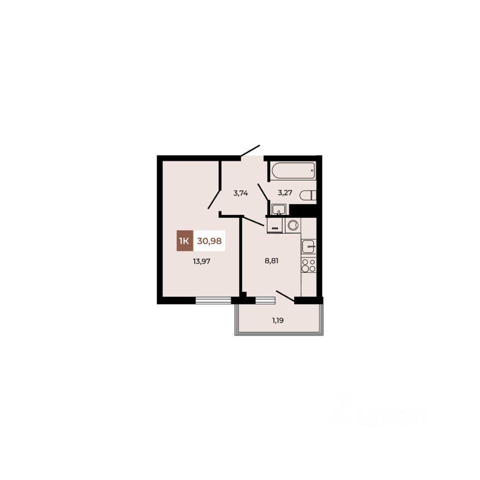 1-комн.кв., 31 м², 5/8 этаж