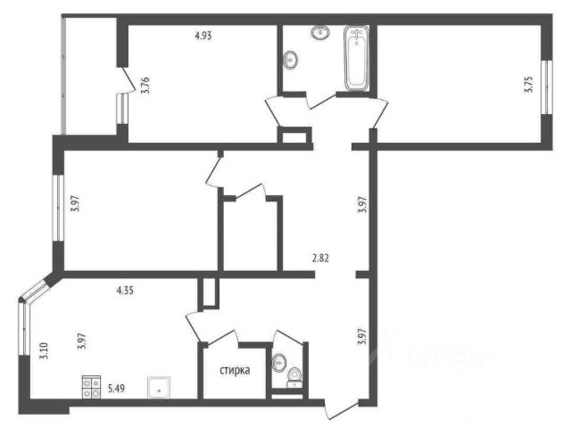 3-комн., 76 м², 17/17 этаж