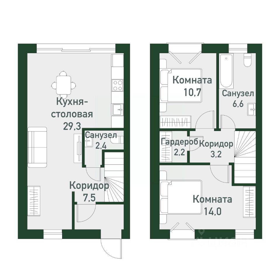 Продается2-комн.квартира,74,3м²