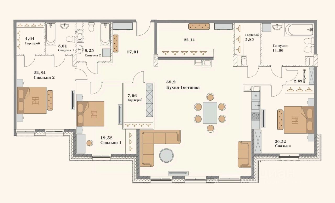 Продается3-комн.квартира,202,9м²