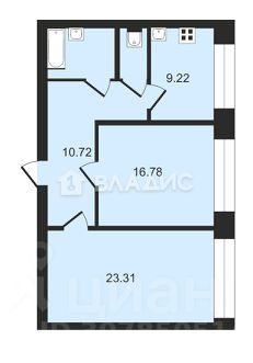 2-комн.кв., 65 м², этаж 2