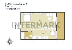 1-комн.кв., 35 м², этаж 11