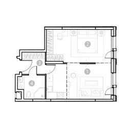 2-комн.апарт., 44 м², этаж 2