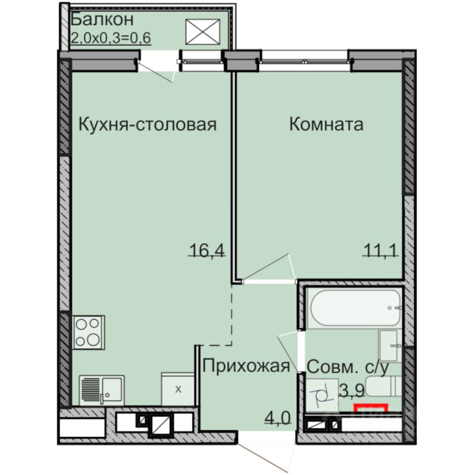 1-комн.кв., 36 м², 14/17 этаж