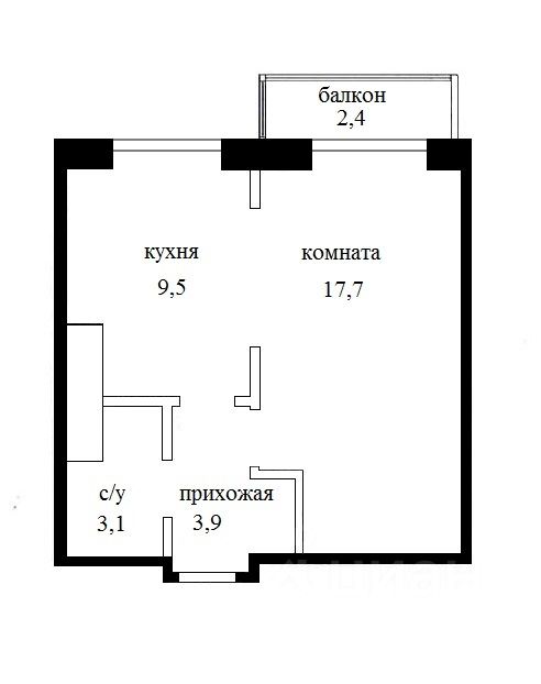 Планировка этой квартиры по данным Циан