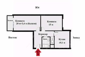 2-комн.кв., 63 м², этаж 10