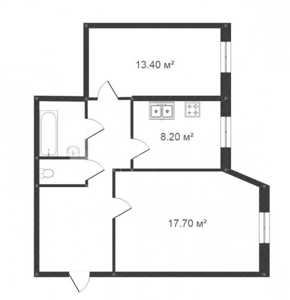 Планировка этой квартиры по данным Циан