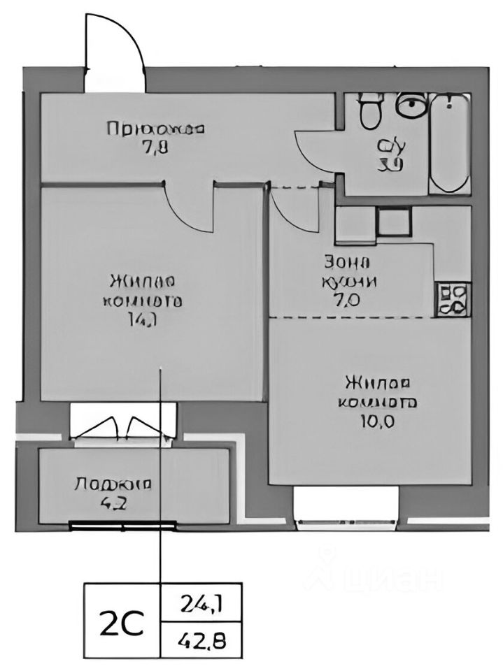 Планировка этой квартиры по данным Циан