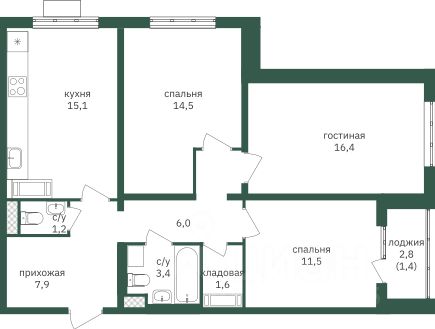 Продается3-комн.квартира,79м²