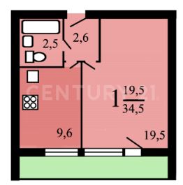 1-комн.кв., 40 м², этаж 8