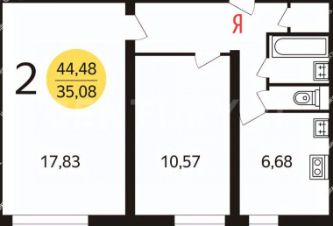 2-комн.кв., 45 м², этаж 7