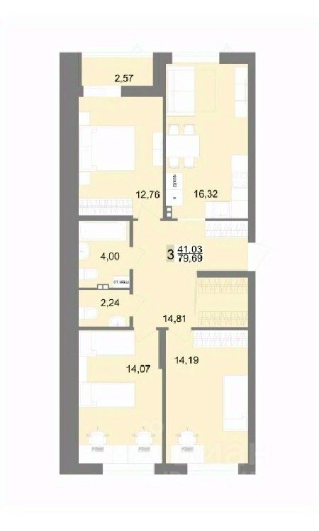 Продается3-комн.квартира,79,7м²