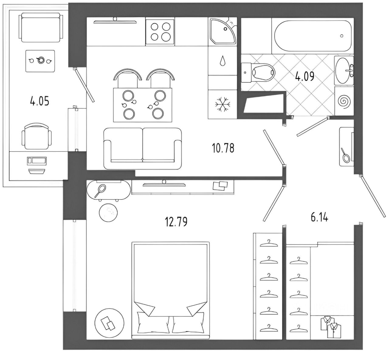Планировка этой квартиры по данным Циан