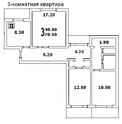 Планировка этой квартиры по данным Циан