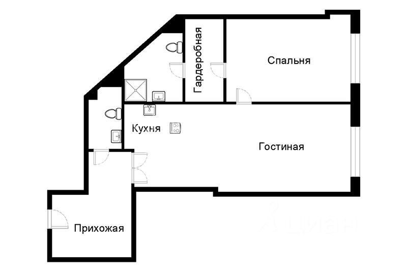 Планировка этой квартиры по данным Циан